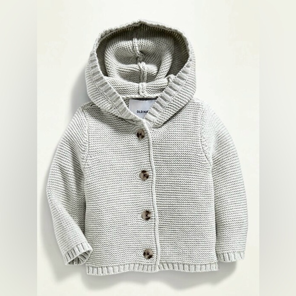 Old Navy Gray Knit Cardigan with Hood